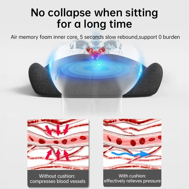 Tailbone Sciatica Back Pain Relief Comfort Office Chair Car Seat Cushion Non-Slip Orthopedic Memory Foam Coccyx Cushion 5