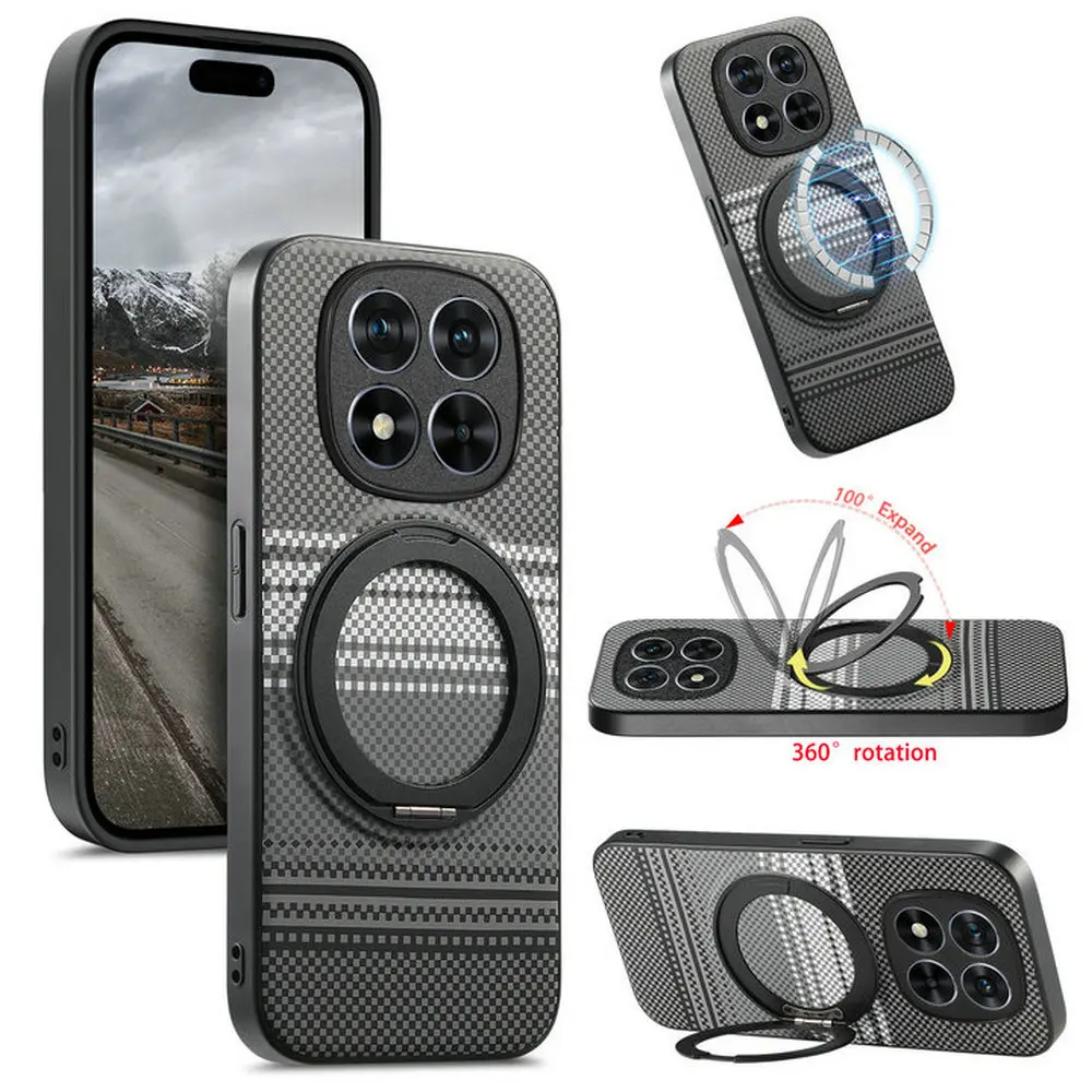 Magnetic Ring Back Case with Stand and Protective Cover
