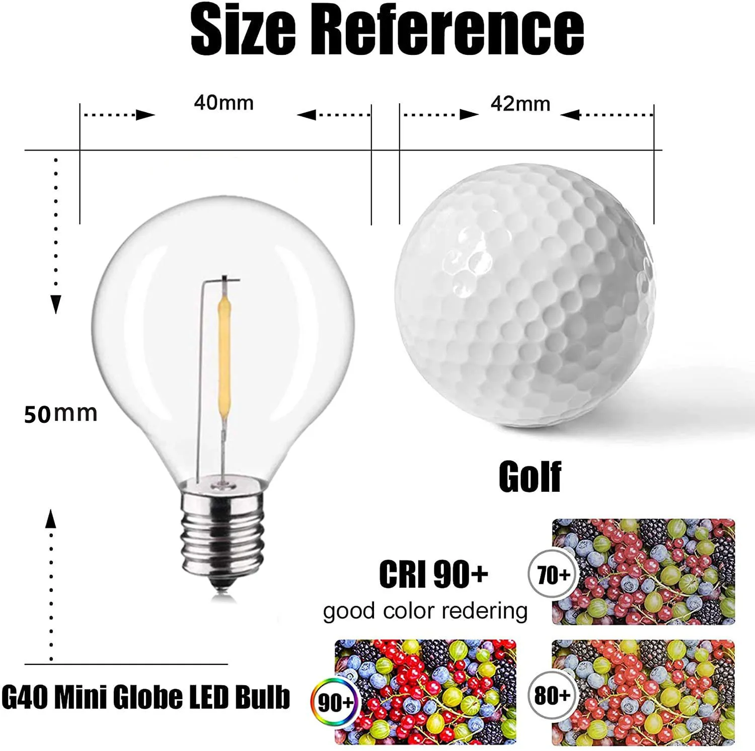 태양 문자열 조명에 대 한 플라스틱 G40 DC3V 교체 전구 E12 나사 소켓 비산 방지 장식 LED 램프 RV 캠핑카 조명