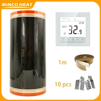 150วัตต์/ ㎡   5 ㎡   ความกว้าง 50 ซม. ประหยัดพลังงานกราฟีนอินฟราเรด PTC ฟิล์มทําความร้อนพื้นอุ่นเสื่อทําความร้อนพร้อมชุดติดตั้งเทอร์โมสตัท 9