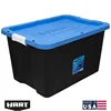 HART 27 Gallon Heavy Duty Latching Plastic Storage Bin Container, Black, Set of 4 2