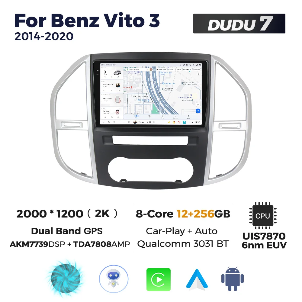thumbnail image 1 of DUDU7 A7870 Radio inalámbrica CarPlay Android Auto para Mercedes Benz Vito 3 W447 2014-2020 Reproductor de video multimedia 2din autorradio, 1 of 5