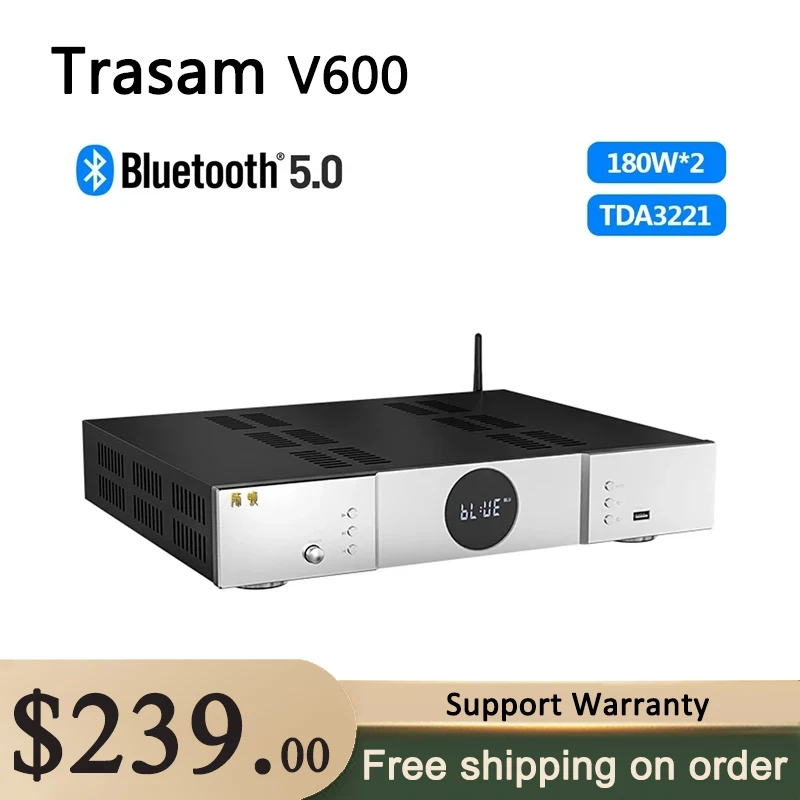 

Trasam V600 Dual-core TPA3221 Bluetooth Hi-Fi Class D Integrated Amp 2.0 Channel Bluetooth 5.0 Power Amplifier
