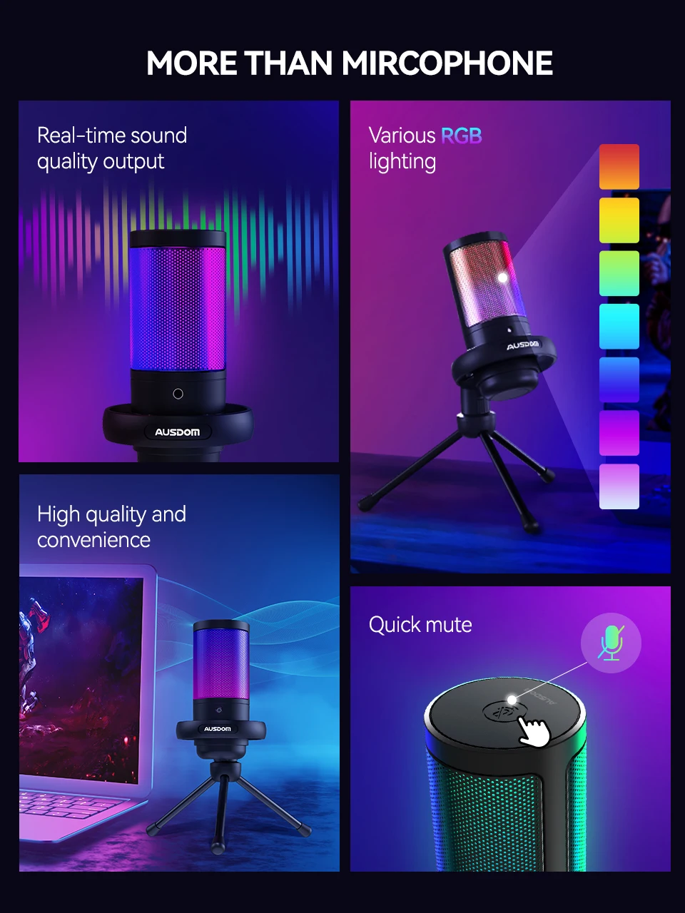 ME6S-Microphone Gaming ME6S USB, pour enregistrement et Streaming ...