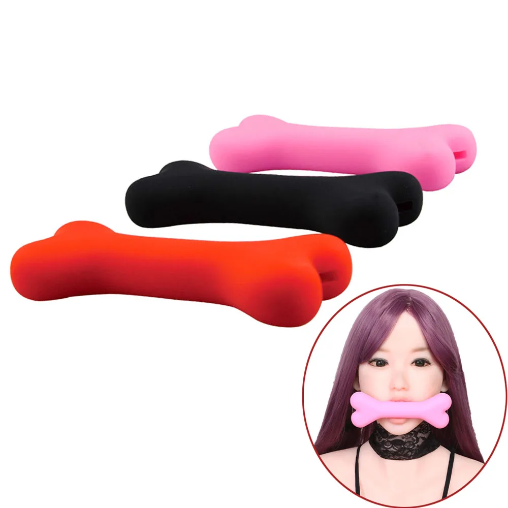 Bone Gag Adult Fetish Stopper Mute Sex games toys Dog Boutique Strict Silicone Bit restraint Bondage Gear Pony&Puppy Play