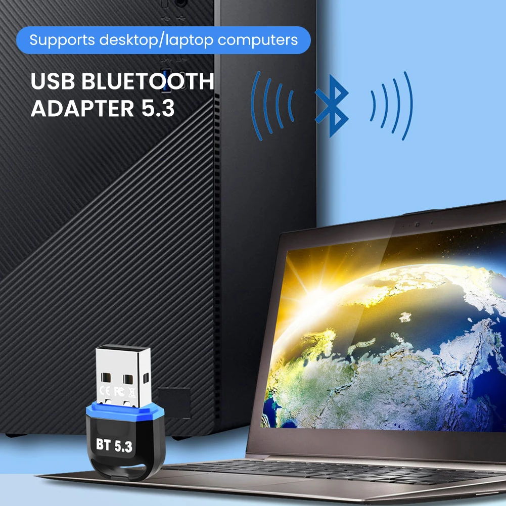 USB 블루투스 호환 어댑터 무선 동글 키보드, 플러그 앤 플레이 컴퓨터 헤드셋, PC 노트북, 윈도우 8.1, 10/11 에 적합