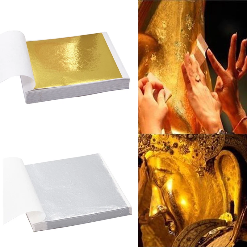 5/100Sheets Imitation Gold Silver Foil Papers Gilding Diy Art Craft Paper Resin Candle Plaster Nail Art Jewelry Making Filling