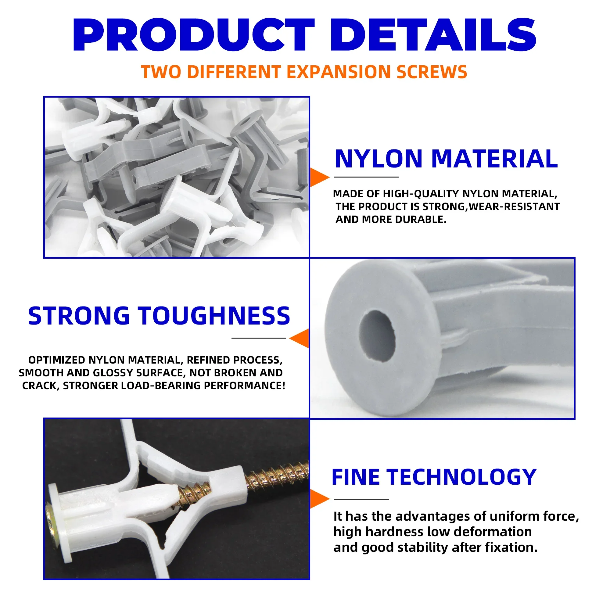 Plastic Expansion Screw 10 sets/pack Airplane Expansion Pipe Curtain Gypsum Board Hollow Wall 3.5*50+Anchor 8*50 Plugs Up Aging