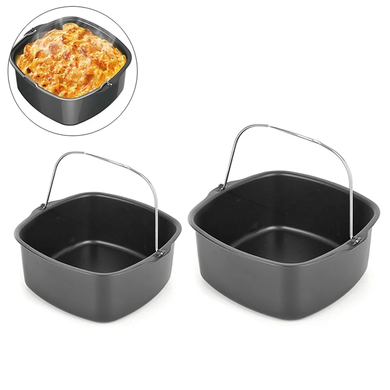 

Square Silicone Baking Pot for Air fryer Accessories Non Stick Baking Mold Air Fryer Roasting Pizza Cake Basket Kitchen Bakeware