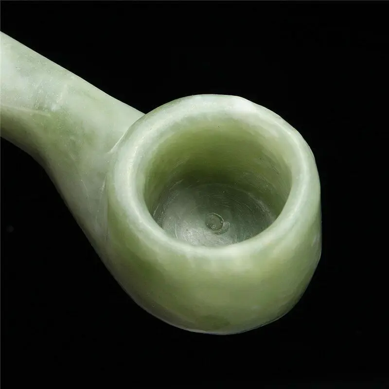 Natural Green Jade Stone Straight Pipe Smoking Tobacco Cigarette Pipes Holder 4