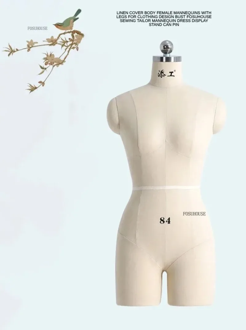 Description Picture 6 of itemLinen Cover Body Female Mannequins with Legs for Clothing Design Bust Sewing Tailor Mannequin Dress Display Stand Can Pin