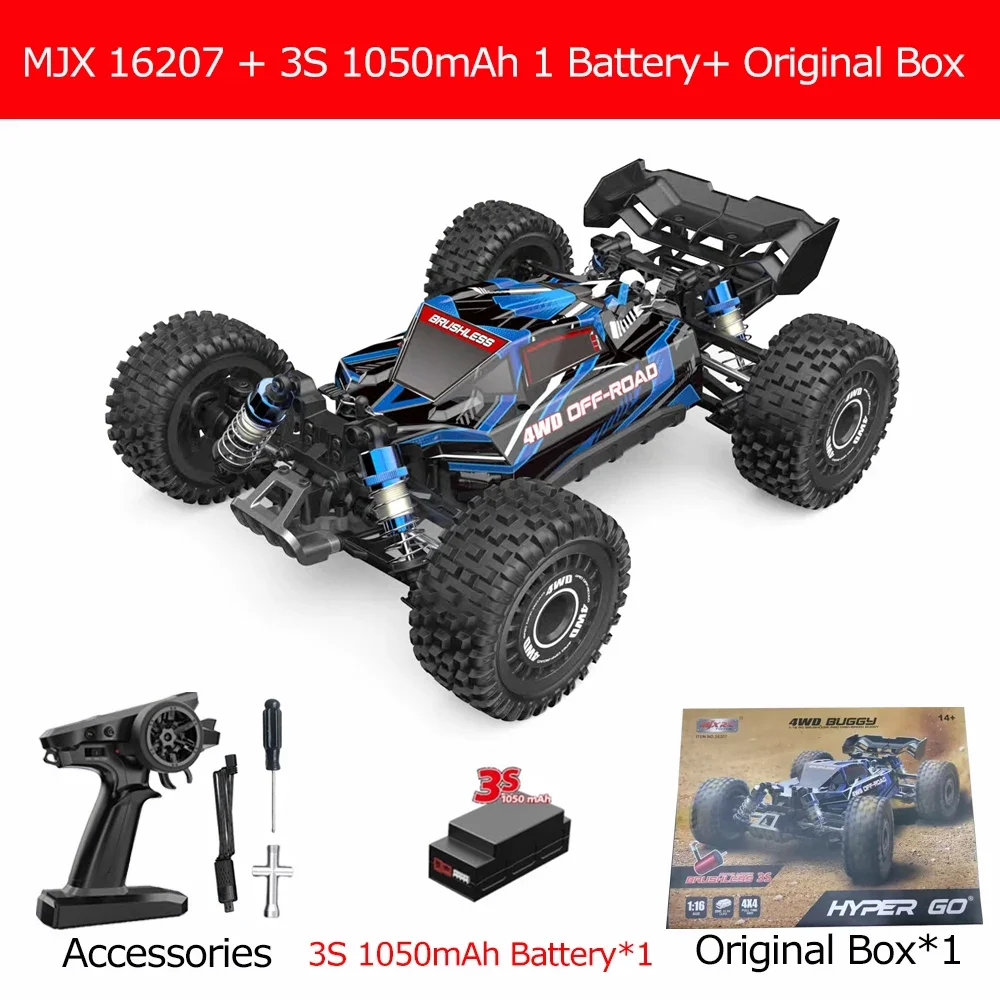 MJX 16207 Hyper Go 70km/h Brushless Rc Car 70KM/H High Speed Drift Cars 1/16 2.4G 4WD Racing Car Off-Road Remote Control Truck 6