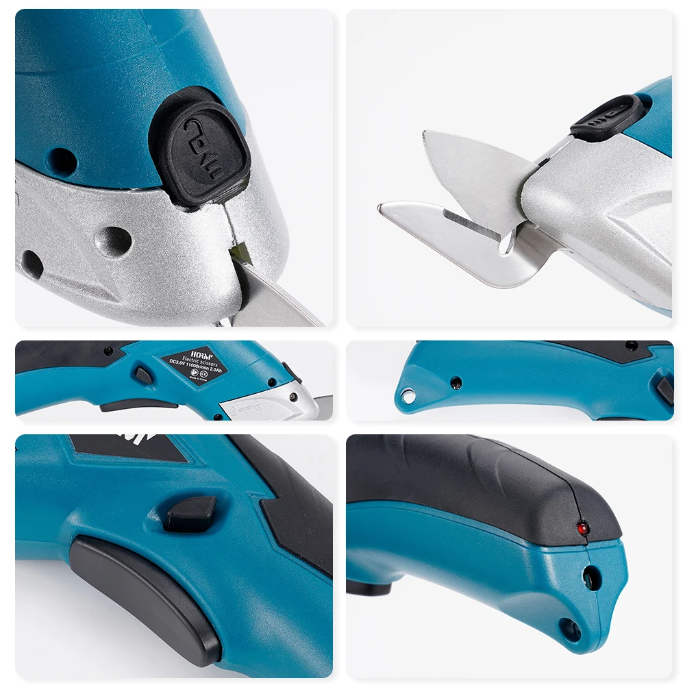 3.6V Rechargeable Cordless Electric Scissors with 2 Blades Sewing Shear Cutter Fabric Cloth Carpet PVC Leather Cutting Tools 5