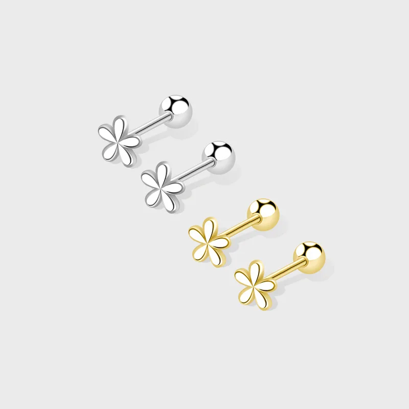 925 Silver Needle Minimalist Cute Flower Small Tragus Stud Earrings for Women Teen Daily Simple Piercing Jewelry Accessories stud earrings