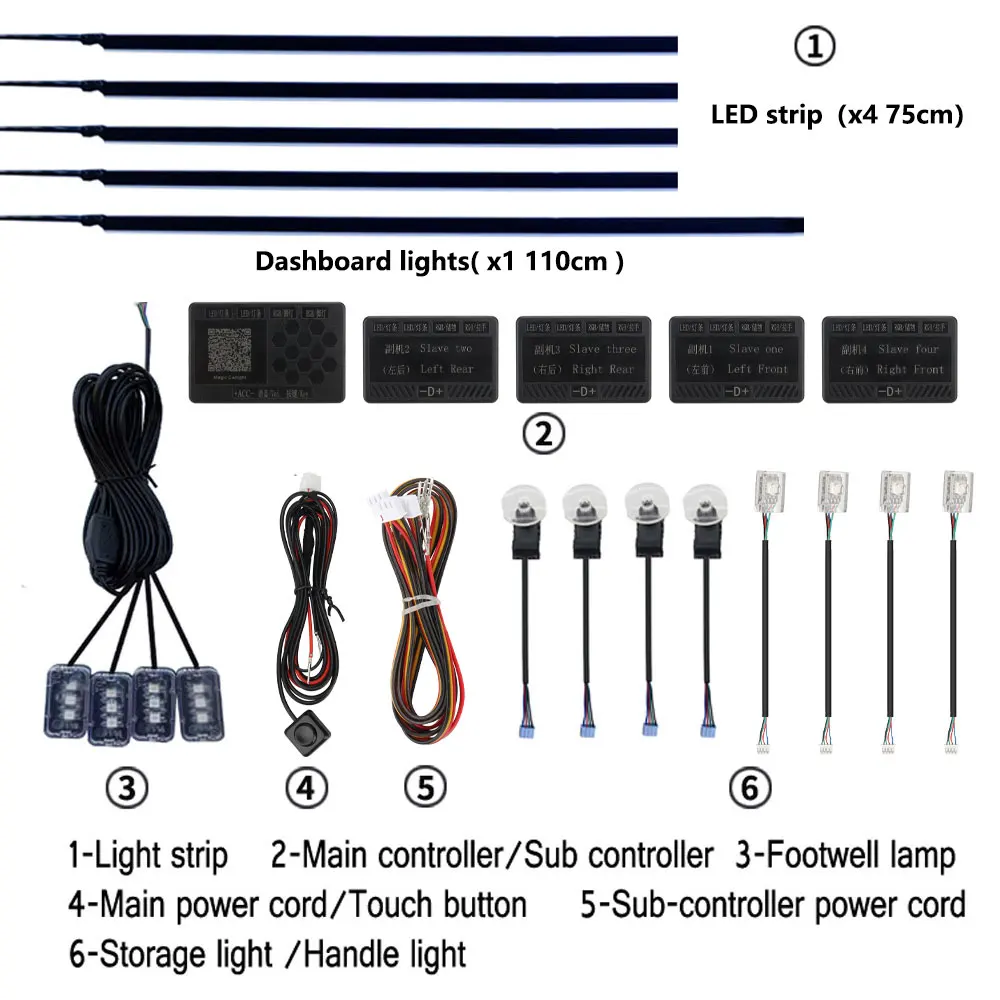 車の室内灯,18in 1アンビエントライト,RGB装飾ライト