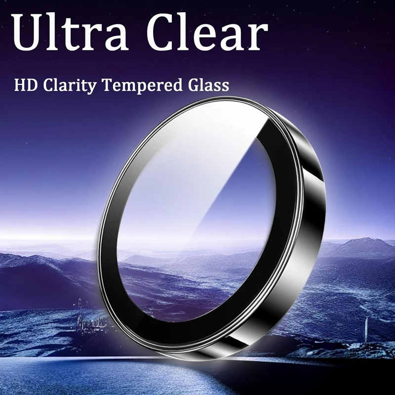 Premium Tempered Glass Anti-Scratch Metal Ring Camera Lens Protector Film