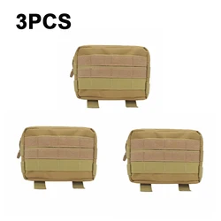 Tactical Molle Utility Waist Bag - EDC Pouch for First Aid and Outdoor Sports (3PCS Khaki)