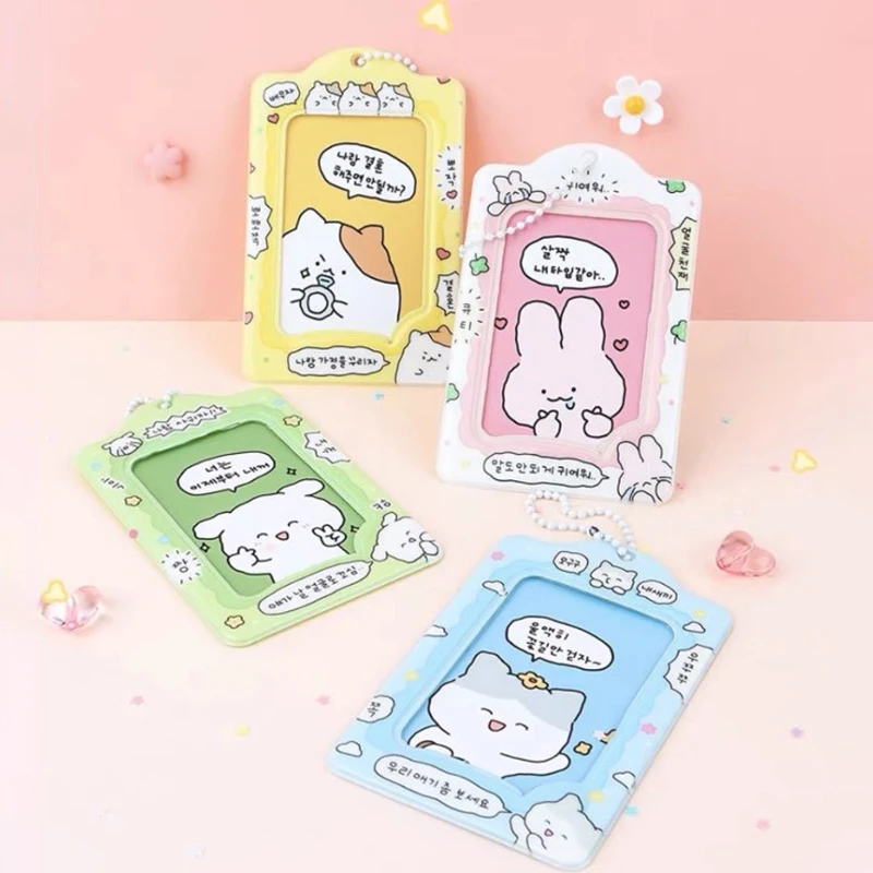 Fashion 1pc Korea 3 Inch Photocard Holder Kpop Card Keychain Pendant Idol Card Holder Bus Bank ID Cover Student Supplies