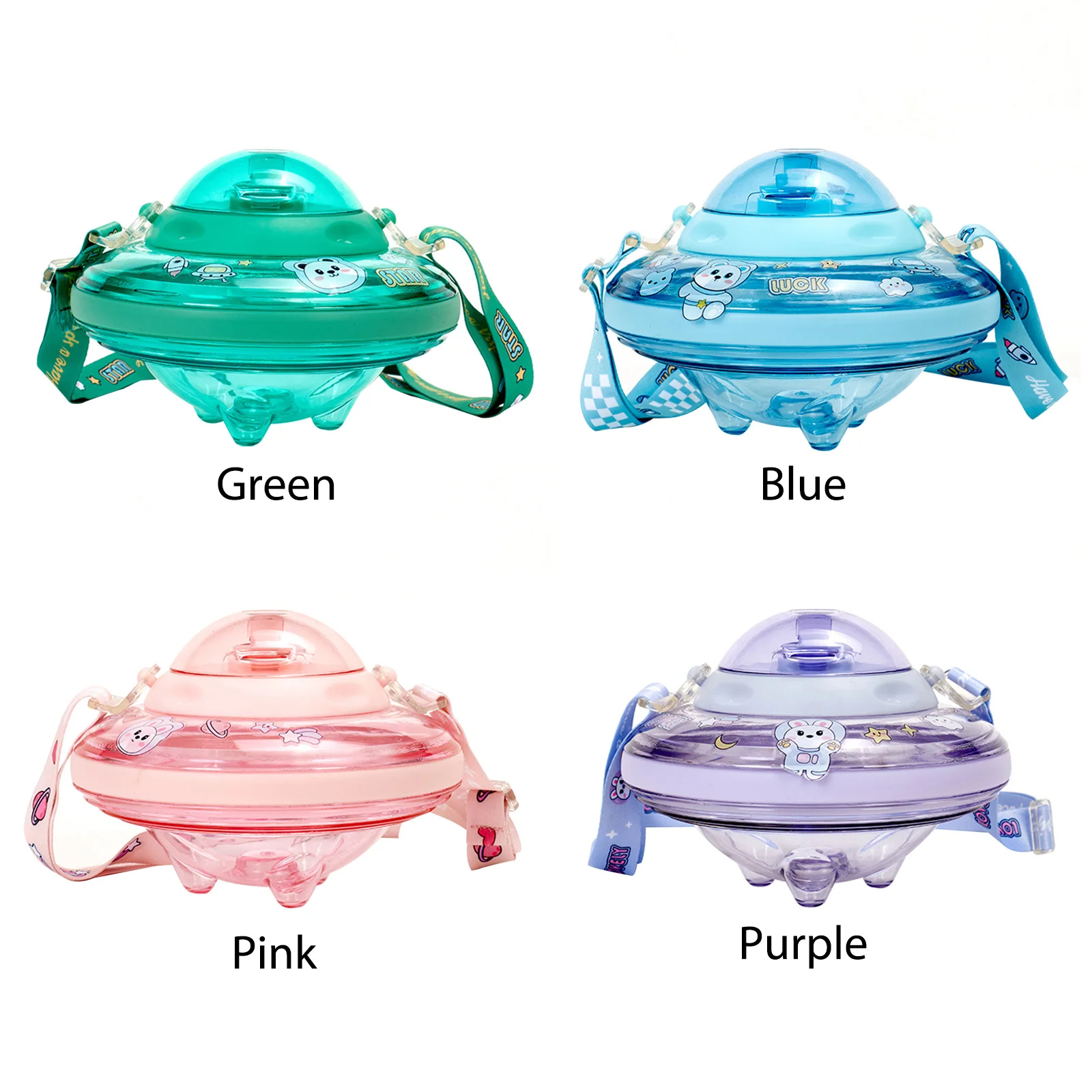 Ufo Shape Plastic Cup Summer Cute Water Bottle With Rope 550Ml