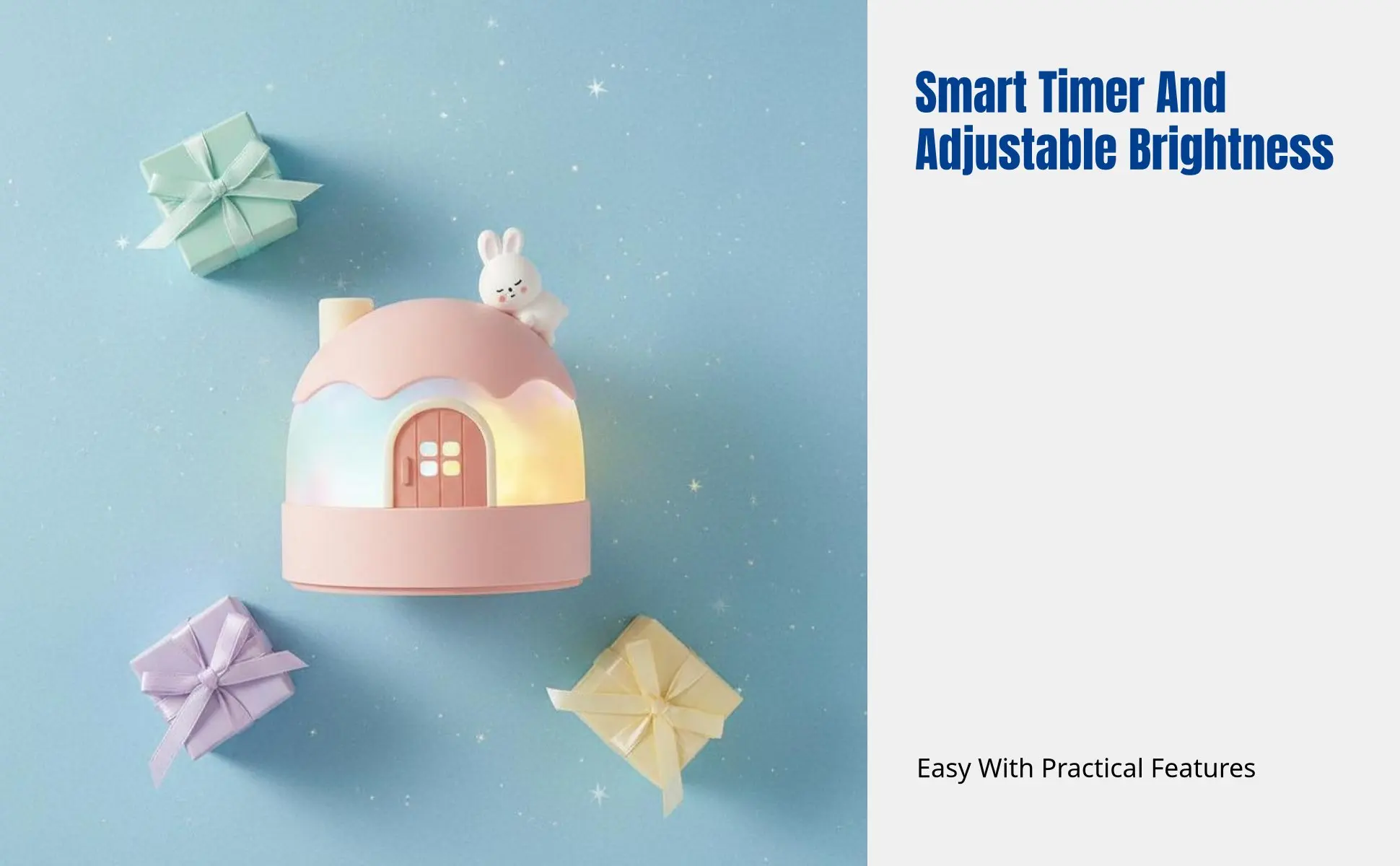 Cartoon Bunny Star Projector, Night Light Music Box for Kids, Rotating Galaxy Lamp, Girls Bedroom Ceiling, Timer