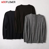 Men Sweater 85% Mulberry Silk 15% Cashmere Solid Colors Crew Neck everyday Long Sleeve Pullover Warm Top Shirt L XL XXL LY047 1