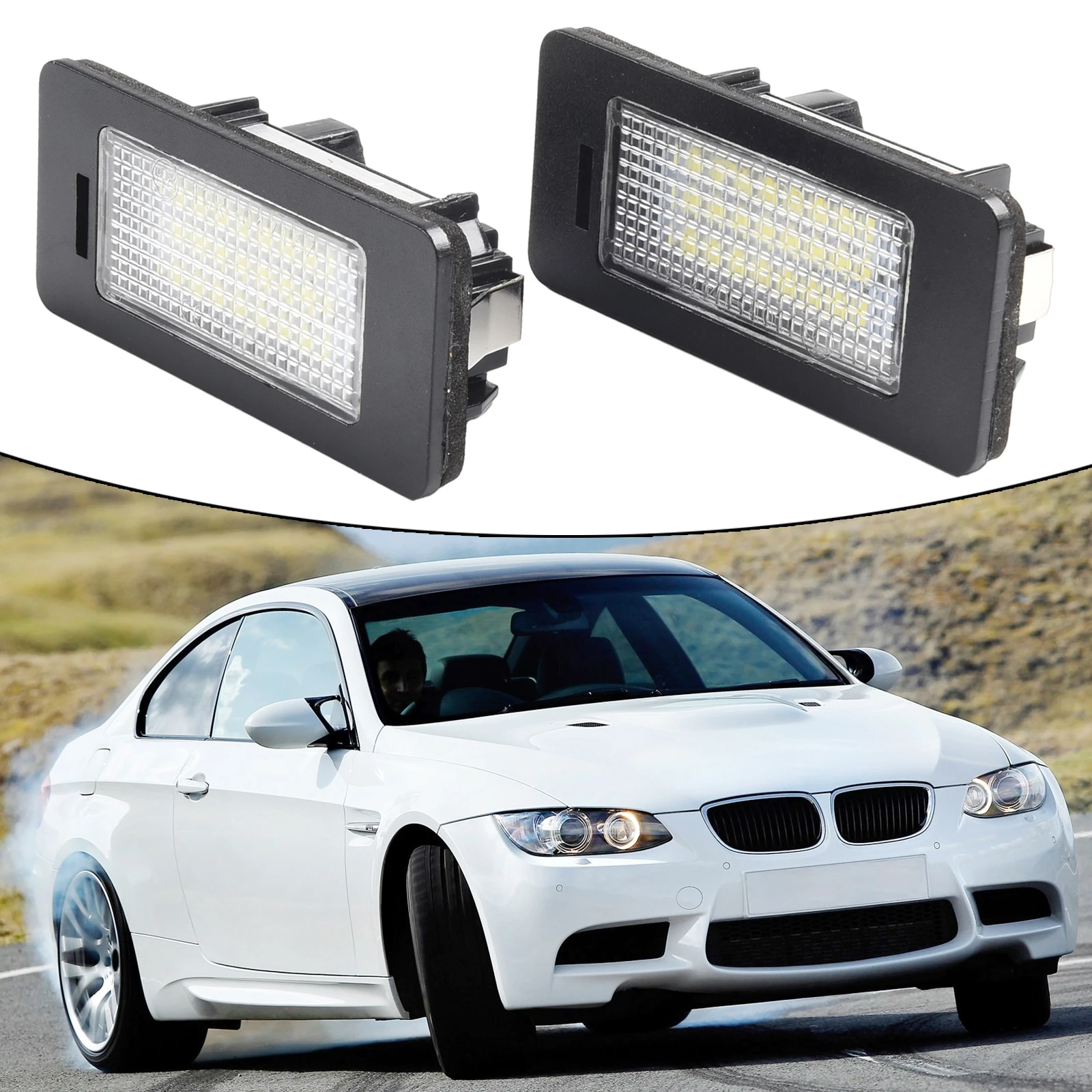 

2Pcs 6000K White LED Super Bright License Plate Light For BMW E60 E70 E71 E82 E88 Flicker Free Lights Car Replacement Parts