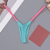Sous-vêtements Sexy pour femmes, dos en T, bretelles fines, taille basse, coutures multicolores, tongs respirantes, Mini string chaud, 1 pièce 2