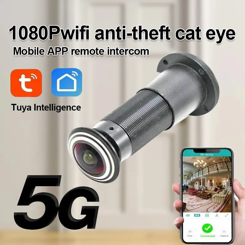 5G Tuya Grandangolare 180 Gradi Bidirezionale Voce Cat Eye Intelligente Porta Antifurto Wifi Wireless Visual Cat Eye Home
