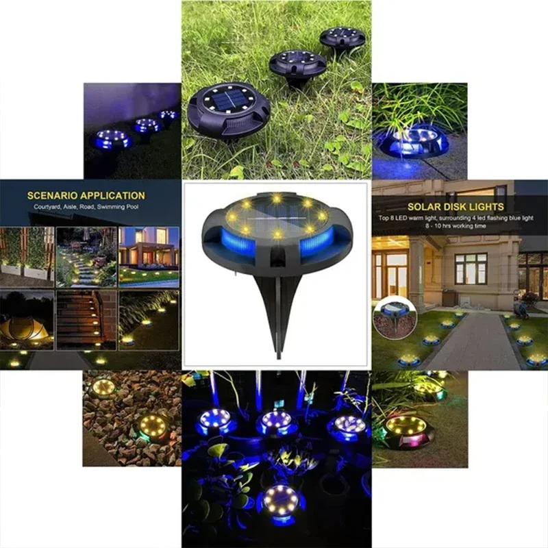 12LED Solar Power Disk Light Outdoor Garden Solar Underground Light Deck Light S