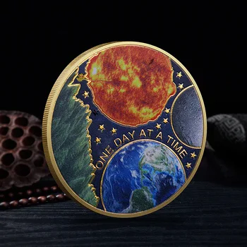 Un giorno al tempo Moneta di preghiera Decorazioni per la casa Moneta d'oro commemorativa