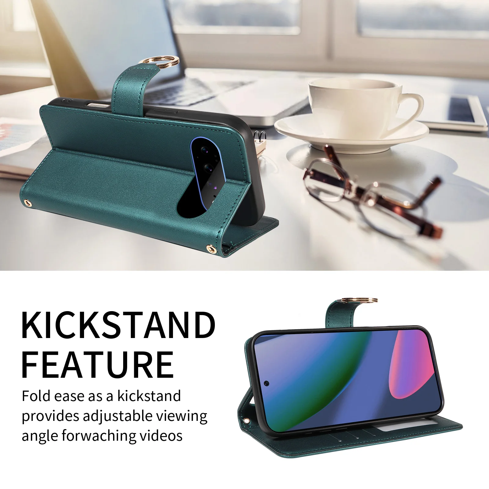 Premium Flip Cover Faux Leather Protective Case with Card Slot and Anti-Fall Design