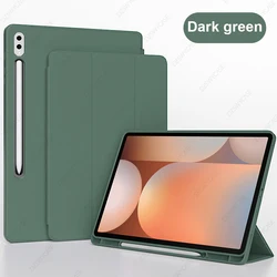 Universal Tablet Case with Pencil Holder and Smart Cover - S7P S7FE S8P 12.4in (Dark green)