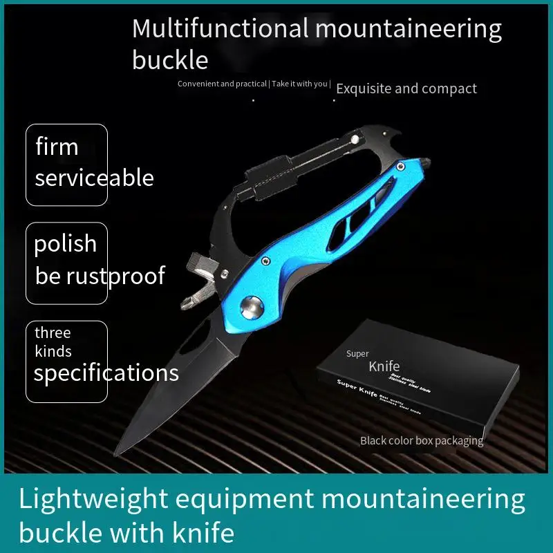 

Youpin Multifunctional Stainless Steel Mountaineering Buckle EDC Outdoor Camping Tool D-type Safety Buckle Folding Knife