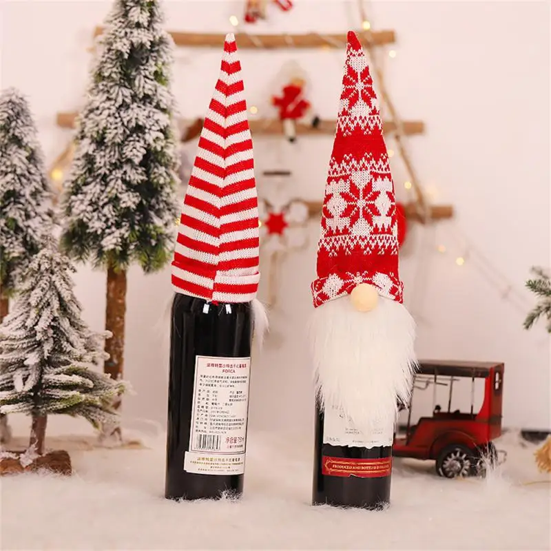 Christmas Wine Bottle Cover Decor 4-1pc Santa Claus Dustproof Bottle Bag Lovely Creative Home Party Xmas Party Table Decor Gifts