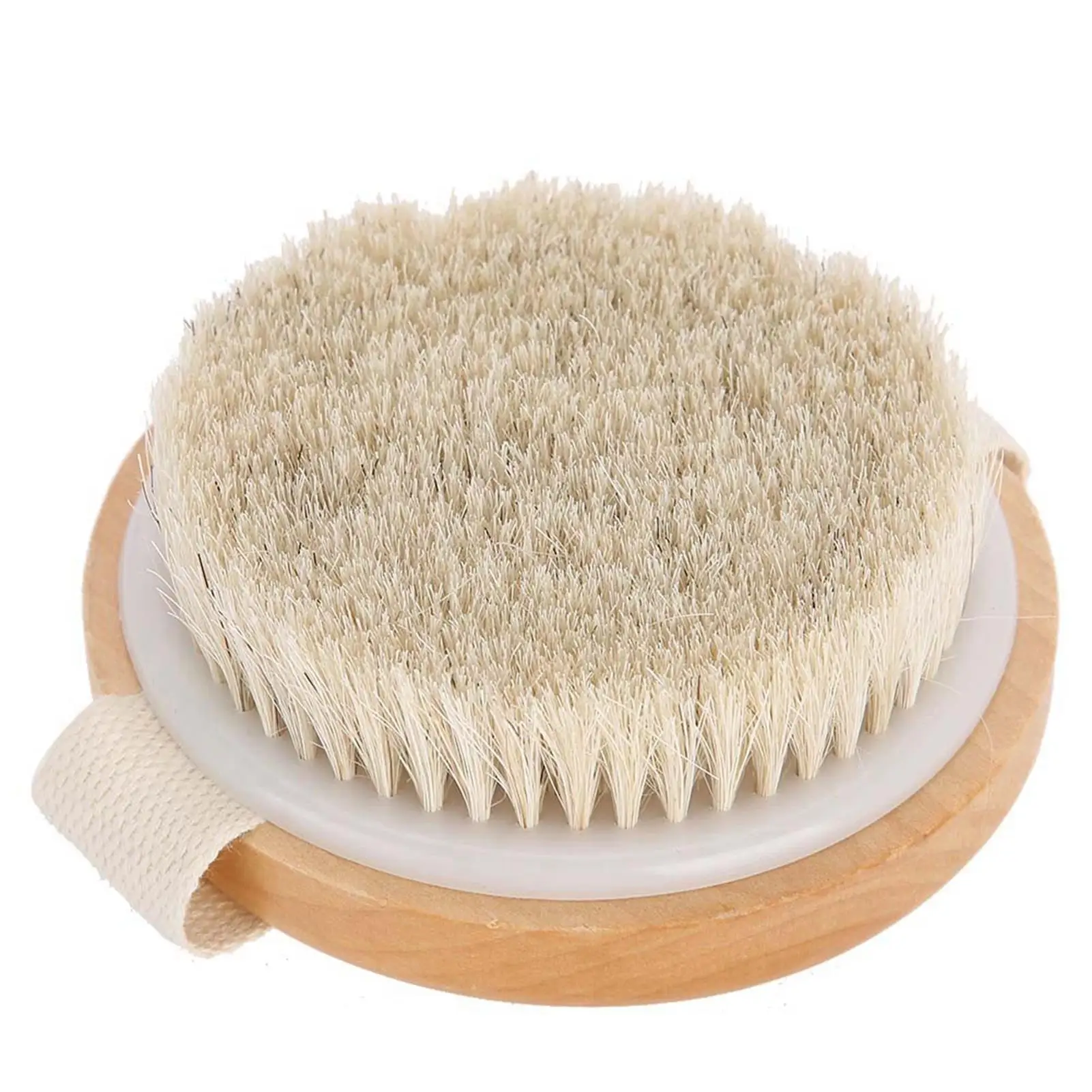 Natural Boar Bristle Dry Body Brush with Wooden Handle & Back Strap for Exfoliating Skin &ndash; Ideal for Wet & Dry Use