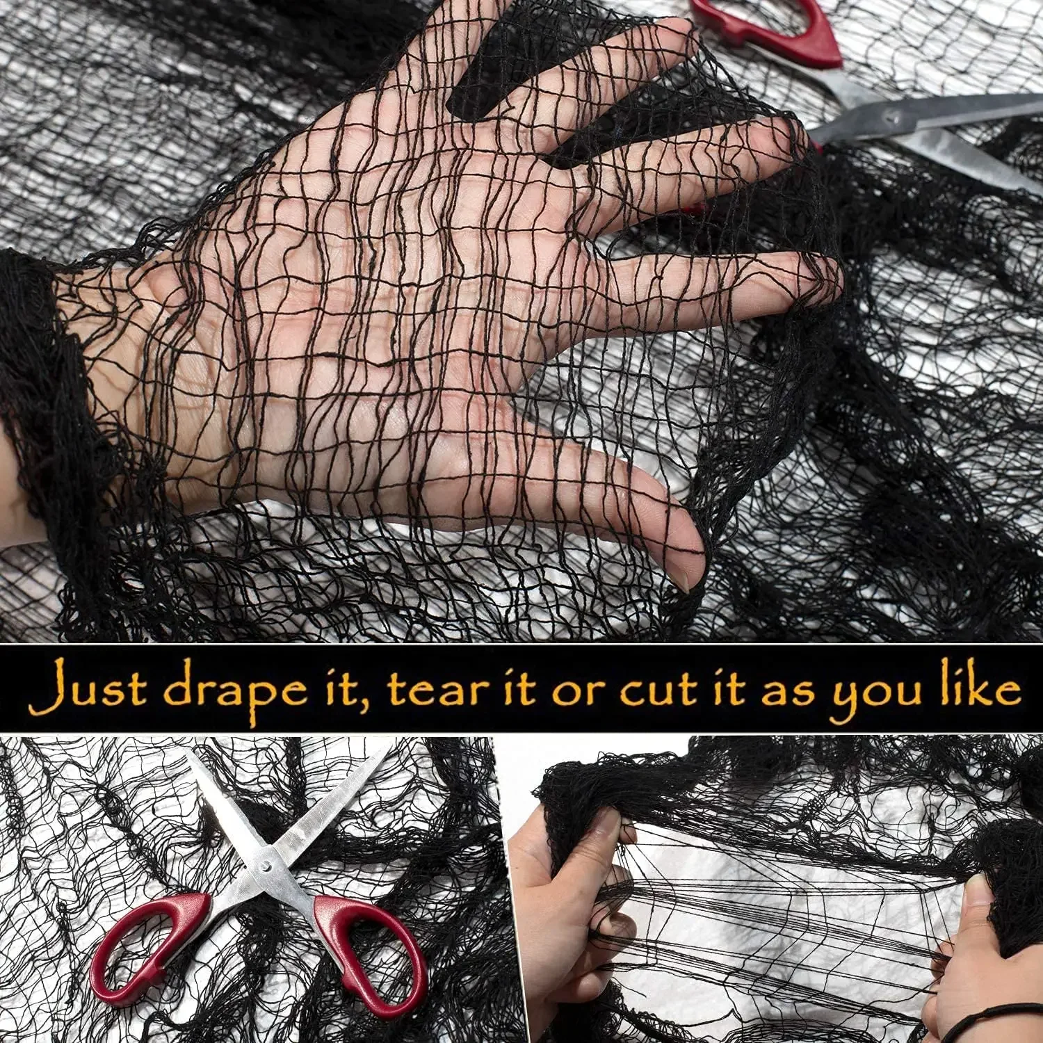 76x183cm Halloween Decorations Black Creepy Gauze Cloth Window Table Door Net Spooky Fancy Dress Party Haunted House Wall Decor 3