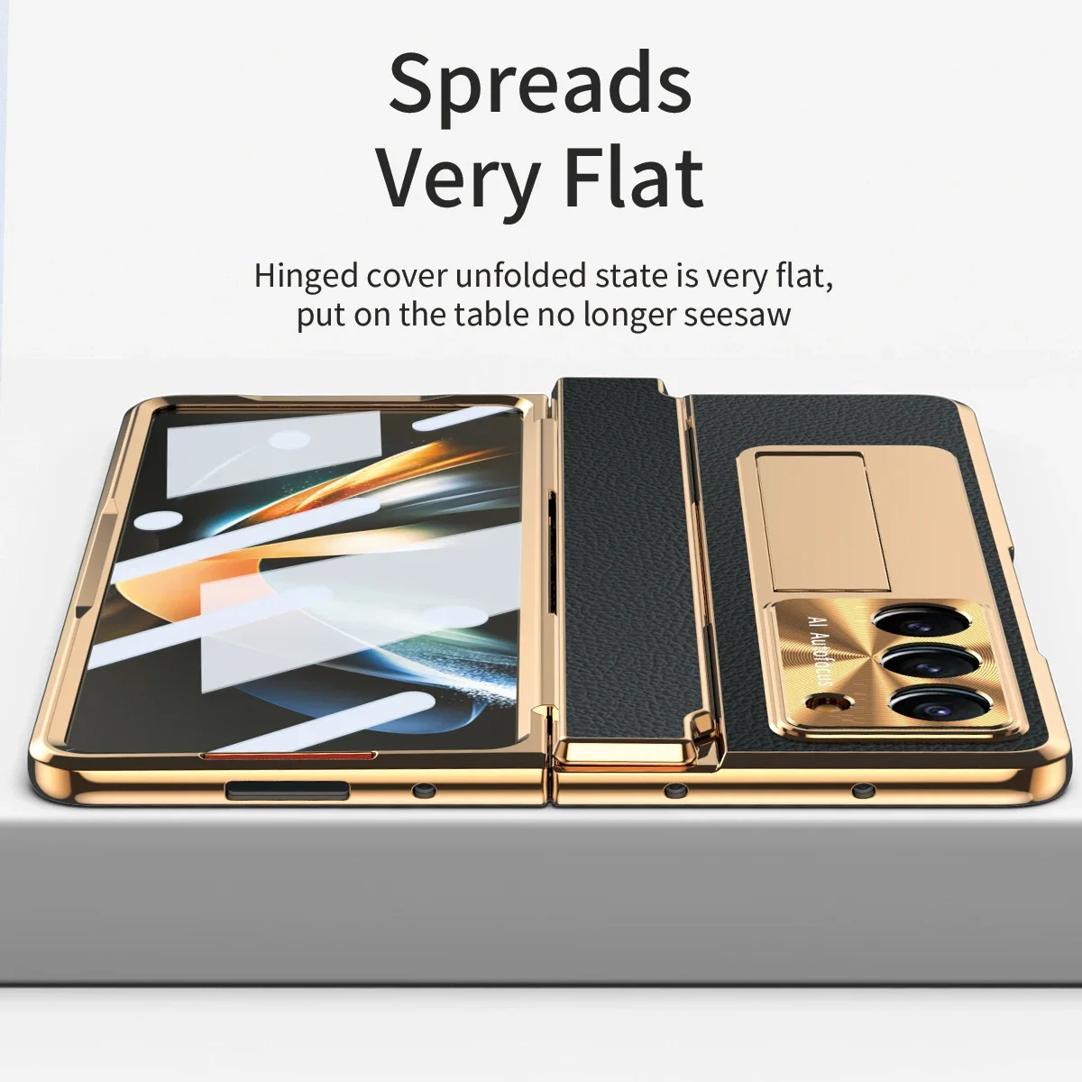 Plating Hinge Cover For Samsung galaxy Z Fold 5 4 3 Case Leather Hard PC Holder Slim With Flim Case For Galaxy Z Fold 5 5G Cover