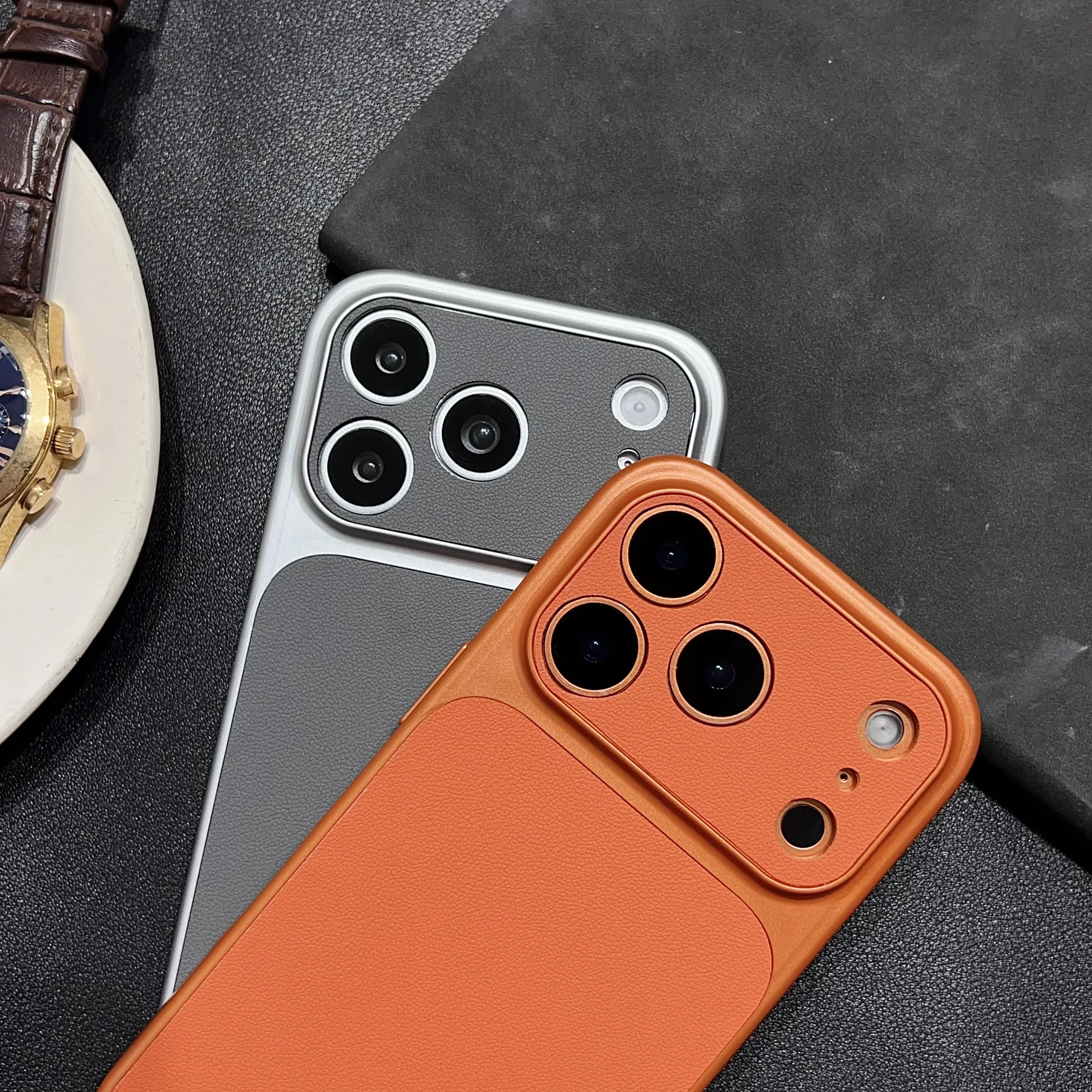 Luxury Leather Texture Magnetic Shockproof Phone Case with Hybrid PC Design and Bumper Back Cover