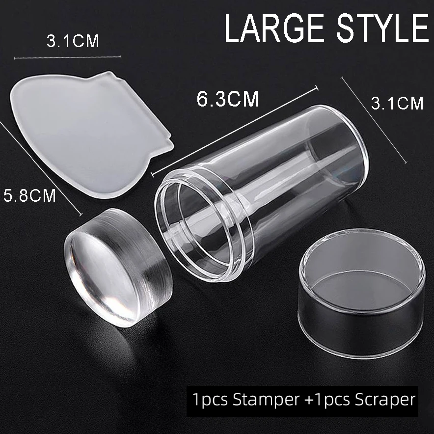 Nail Stamper Jelly Silicone Printing Nail Polish Stamping French Tip Nail Stamp Template with Scraper  Manicure Stencil Tools 4