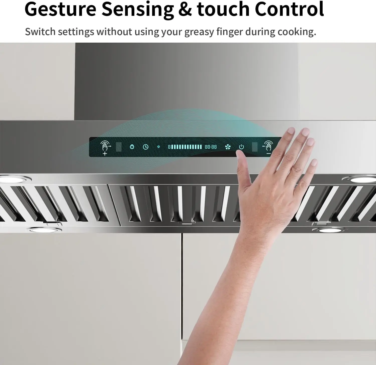 Upgrated 42"Island Mount Range Hood 900 CFM Ducted Range Hood with 4 Speed Fan Stainless Steel 42 inch