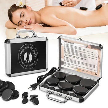 9/12/18/20 Pcs Pietre da Massaggio Kit Terapia di Riscaldamento Ridurre Il Dolore Riscaldamento Senza Acqua Pietra Riscaldata SPA Olio Essenziale Set di Massaggio Caldo
