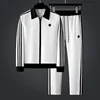 2024 Autumn Winter Men's Tracksuit Luxury Contrast Color Zipper Sports Casual Man Sets Fashion Elastic Waistband Male Pants 1