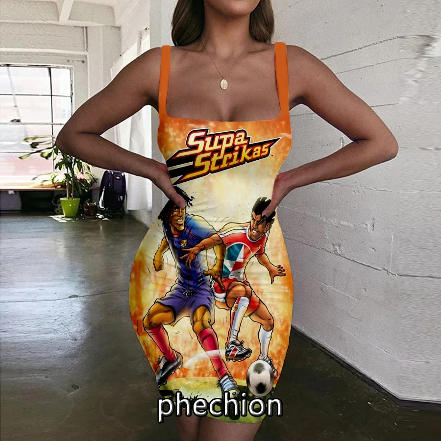 

phechion Supa Strikas 3D Print Dress Women Halter Sleeveless Fashion Ladies Dresses Novel Sexy Womens Clothing G31