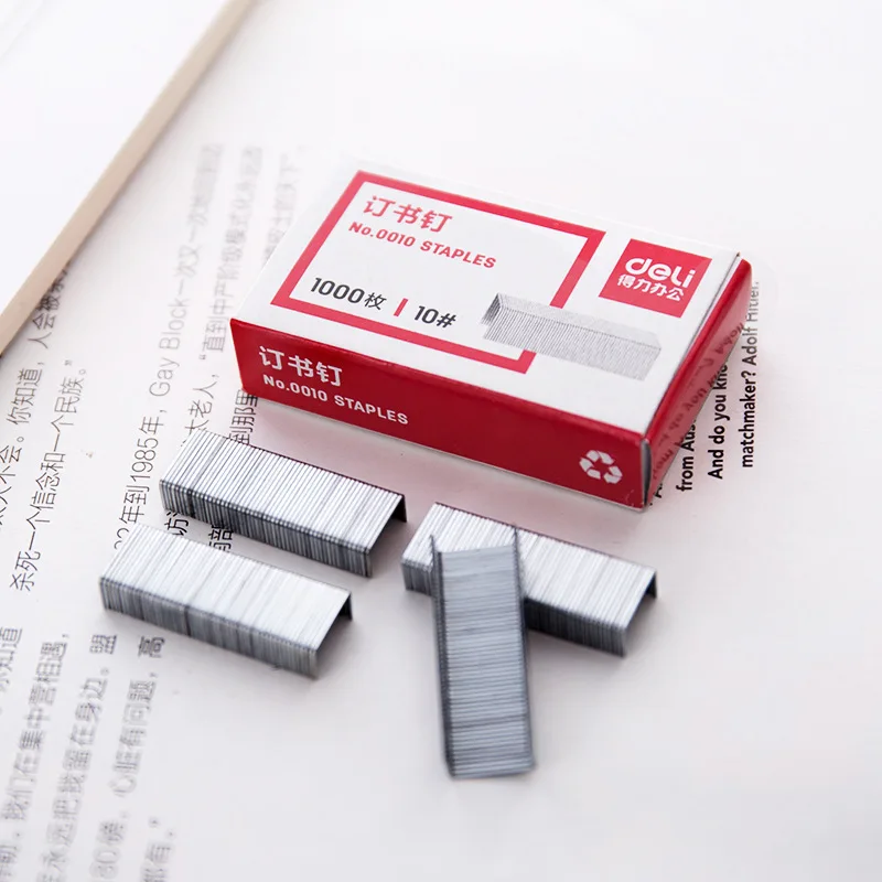 Deli 1000pcs Boxed Small 10# Staples For Mini Stapler School Office Supply Stationery Business Files Binding Tool Student Gift stapler pin