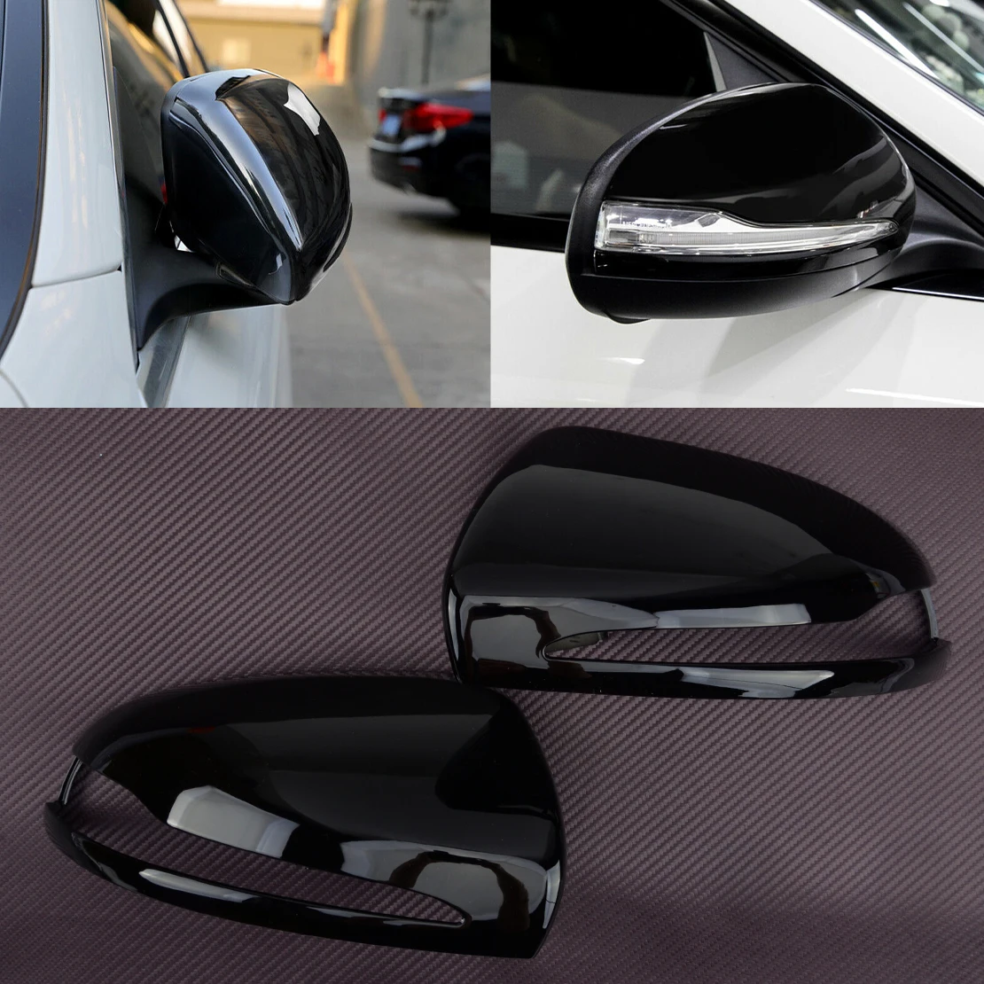 

A3170435 A3170436 2Pcs Glossy Black Car Rearview Mirror Cover Cap LHD Fit For Mercedes Benz C GLC S E Class W205 X253 W222 W213