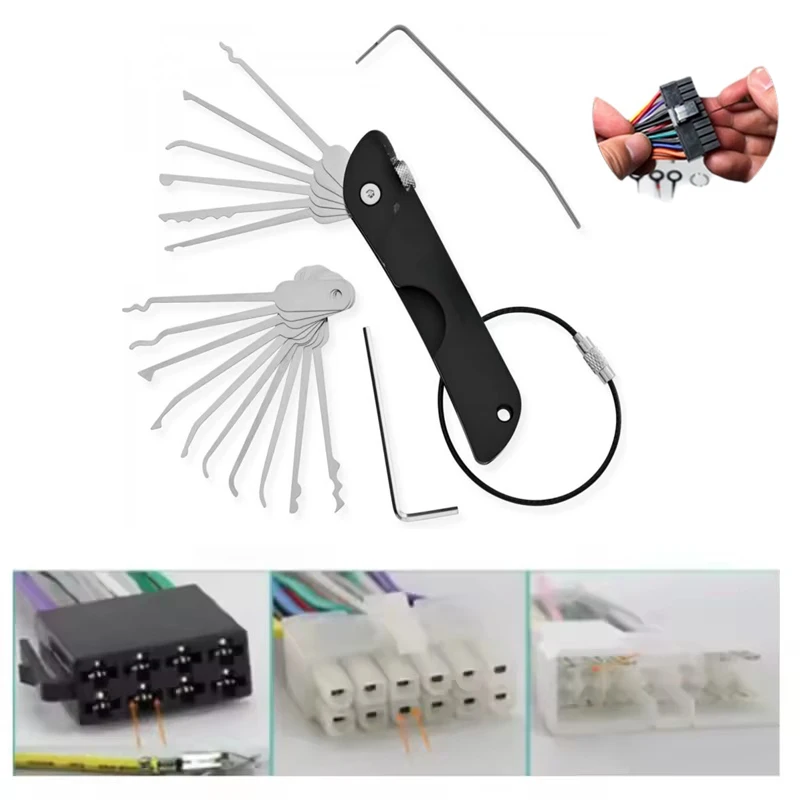 Hook Picks Set Removal Tool Kit Depinning Tool Electrical Connector Pin Removal Kit 23Pcs for Automotive Car