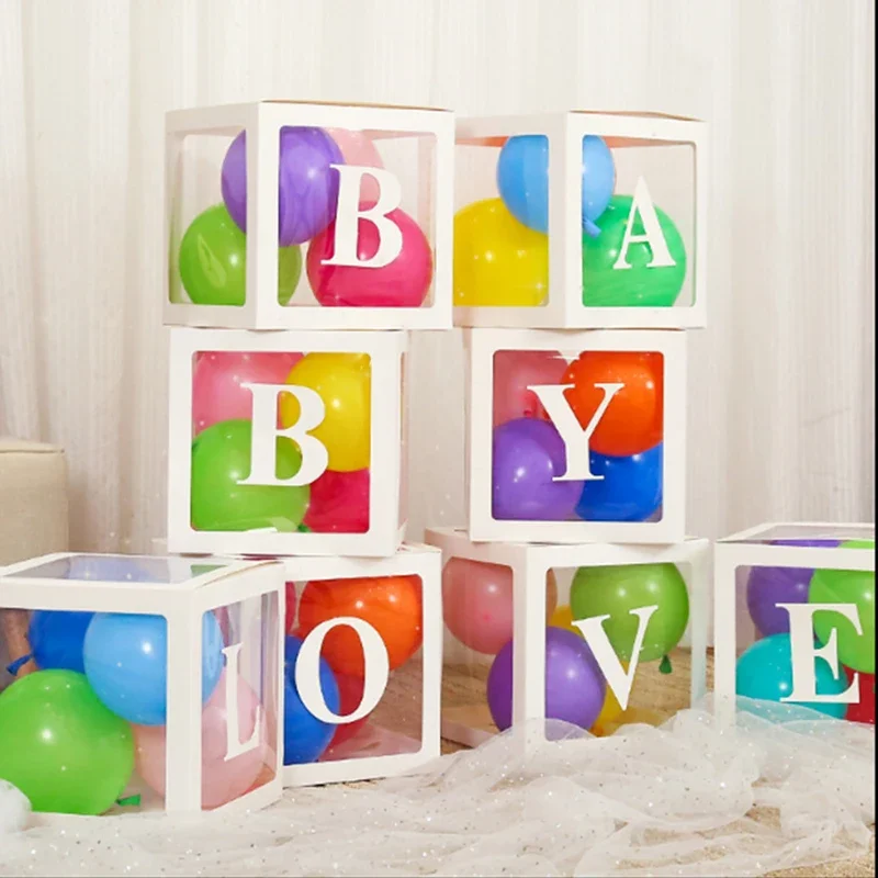 25/30cm Transparent Letter Box Balloon Box Birthday Wedding Custom Name Party Decoration Kids Babyshower Girl Balloon DIY Boxes