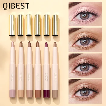 QIBEST 진주 빛 아이섀도우 펜슬, 방수 글리터 쉬머 안료, 하이라이터 아이 섀도우 라이너 스틱, 아이라이너 메이크업 도구