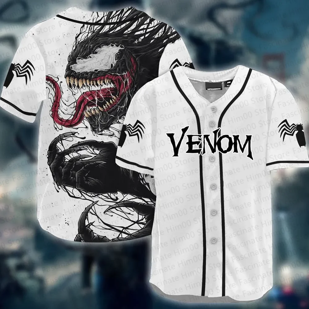 Marvel Venom cool Tshirt Mens summer short-sleeved sports baseball uniform T shirt Pig Man Venom childrens baseball T shirt set 2