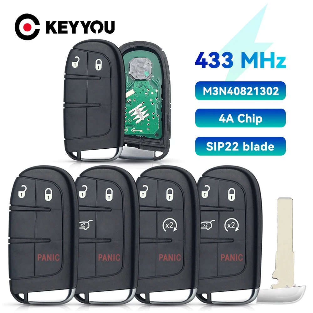 

KEYYOU 2/3/4/5 Buttons For Jeep Renegade Compass Smart Car Remote Key With 433mhz 4A Chip Keyless Entry SIP22 Blade M3N-40821302